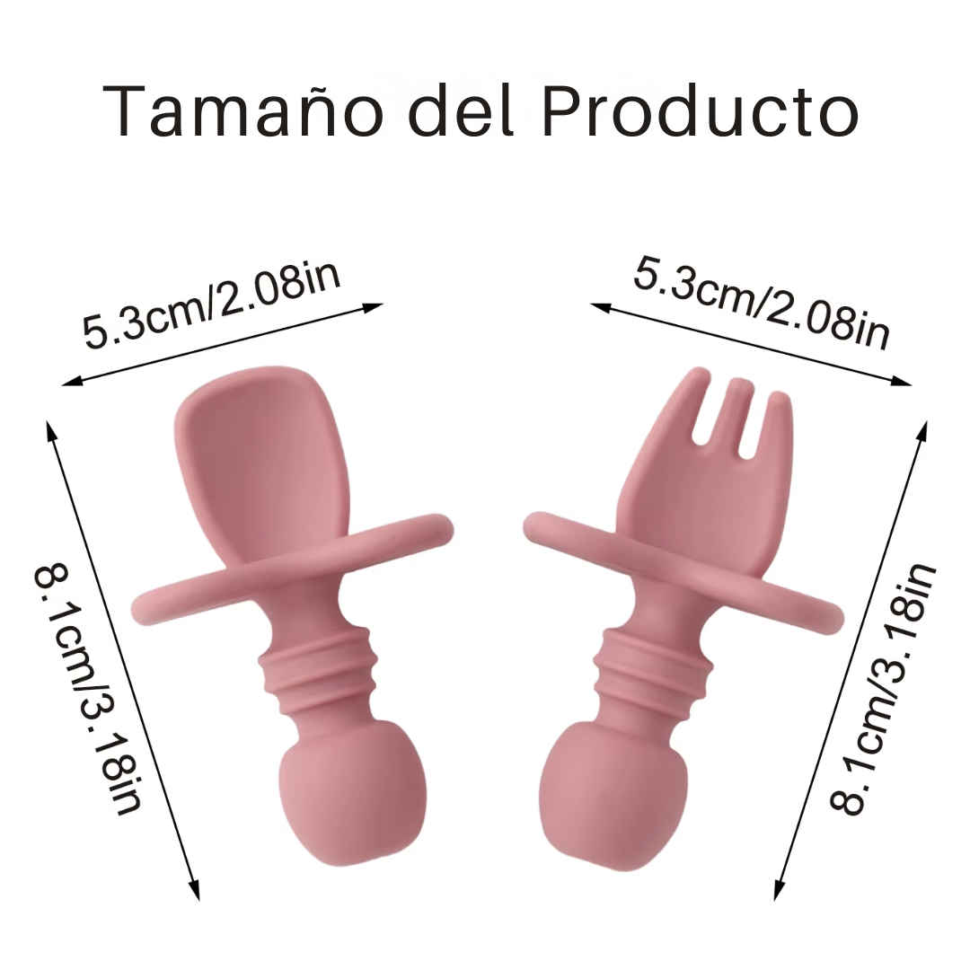 Set de Cubiertos de Silicona para Bebé (2 PIEZAS)
