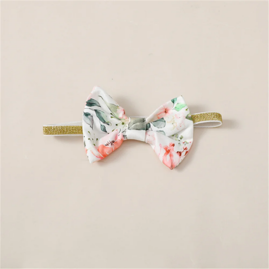 Conjunto de 3 Piezas para Bebé Niña: Body de Manga Larga + Pantalón con Flores + Cinta para el Pelo