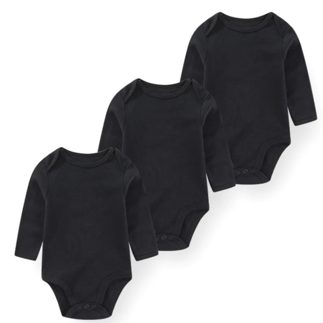Kiddiezoom – Set de 3 Piezas Niña 👶✨ Bodysuits de Manga Larga 100% Algodón con Estampados de Caricaturas