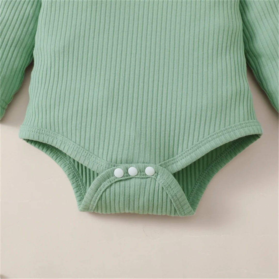 Conjunto de 3 Piezas para Bebé Niña: Body de Manga Larga + Pantalón con Flores + Cinta para el Pelo