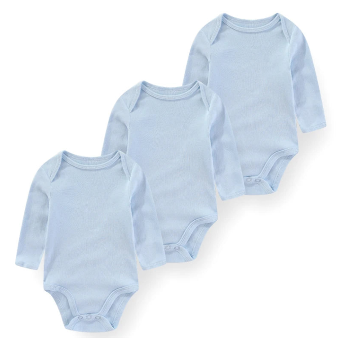 Kiddiezoom – Set de 3 Piezas Niño👶✨ Bodysuits de Manga Larga 100% Algodón con Estampados de Caricaturas