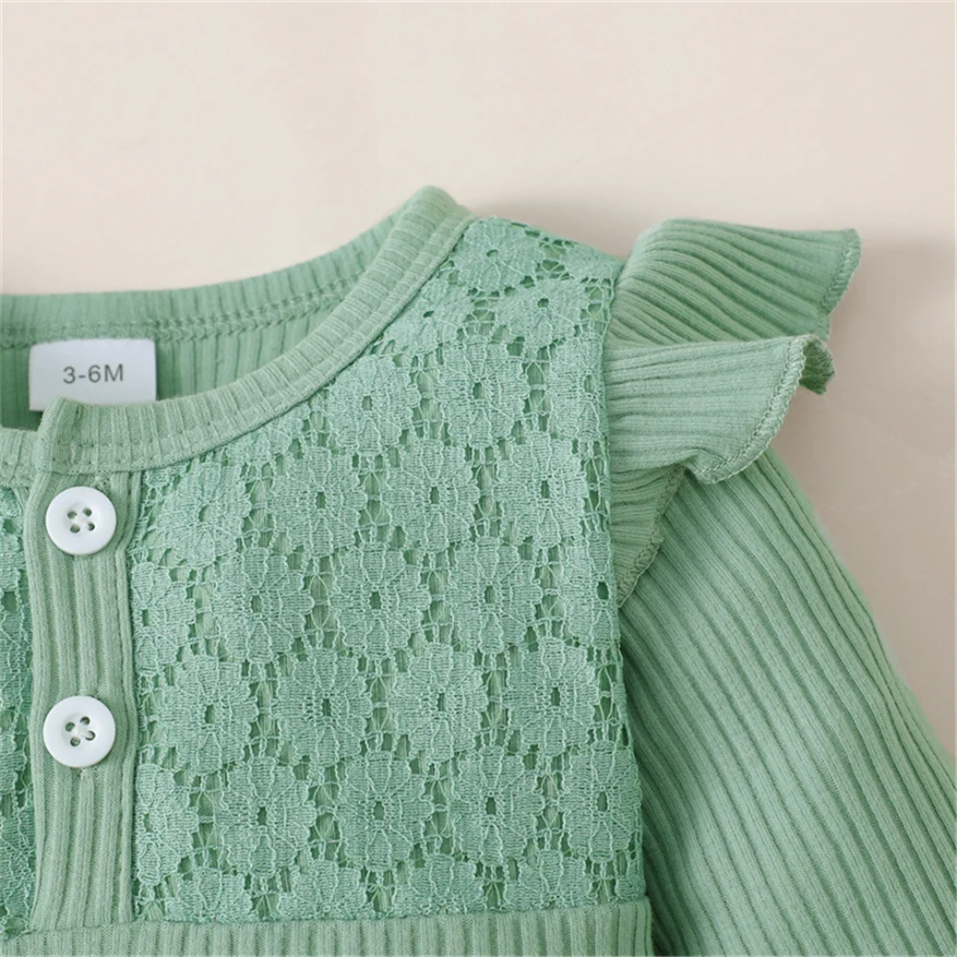 Conjunto de 3 Piezas para Bebé Niña: Body de Manga Larga + Pantalón con Flores + Cinta para el Pelo