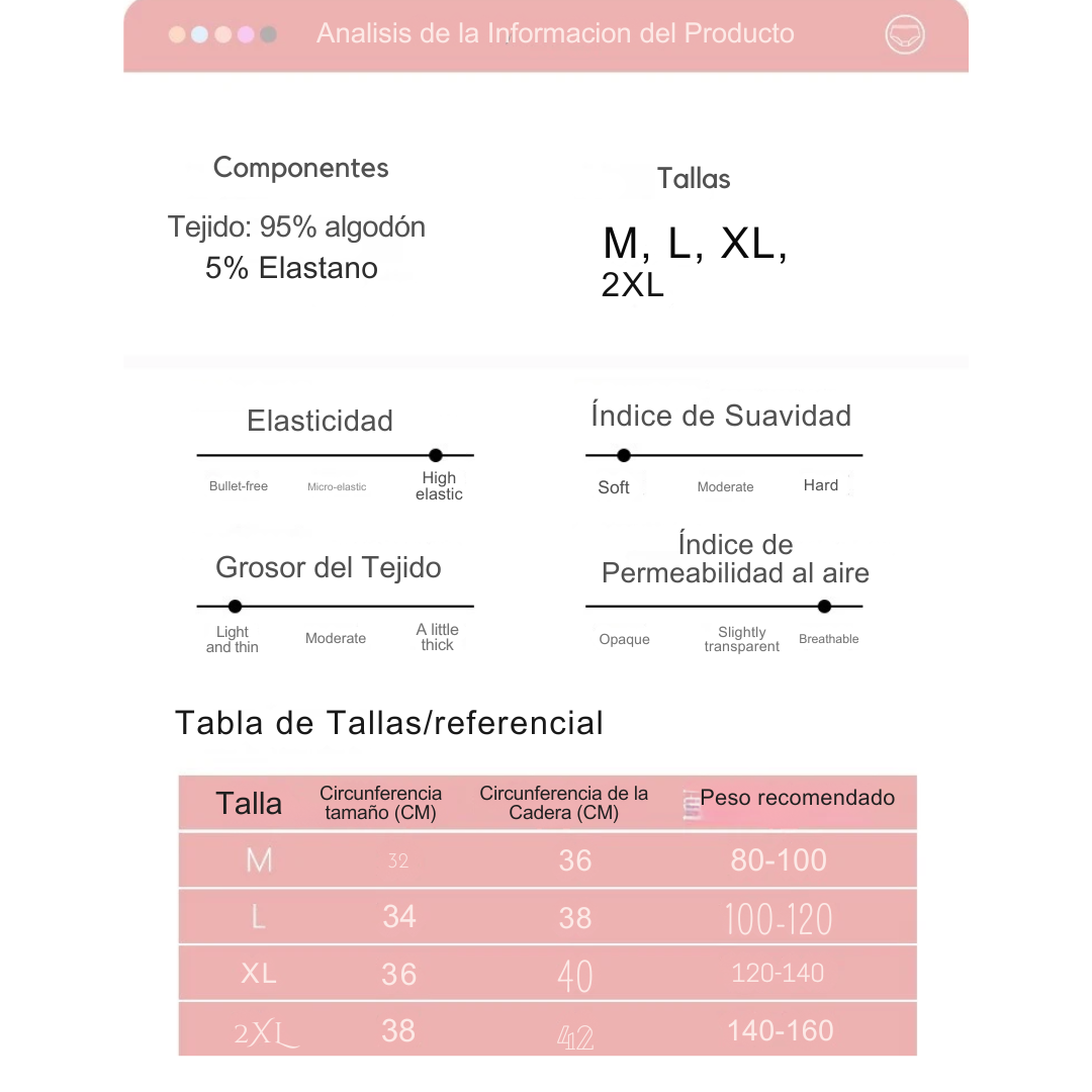 Pantys Maternidad de Algodón Tiro Bajo 5PCS