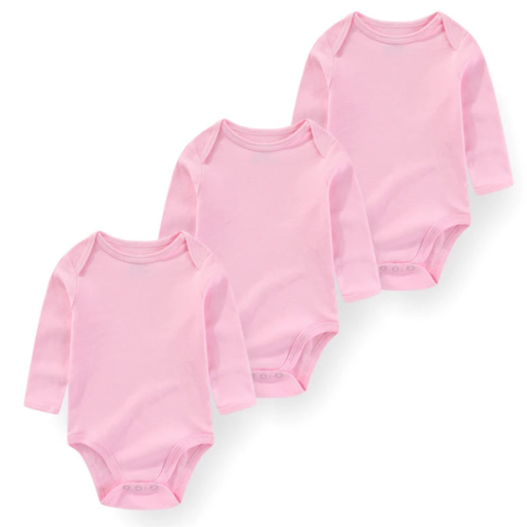 Kiddiezoom – Set de 3 Piezas Niña 👶✨ Bodysuits de Manga Larga 100% Algodón con Estampados de Caricaturas